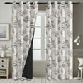 thumbnail image 4 of Vargottam Monochrome Leaf Design Blackout Curtains - Set of 2 Panels, 52 x 72 Inches Each - Light Blocking & Thermal Insulated Drapes with Grommet Top for Bedroom & Living Room - White, 4 of 9