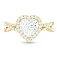 thumbnail image 4 of Rosec Jewels Moissanite Heart Engagement Ring with Halo - Crossover Ring (7 mm, 1 Carat, D-VS1 Quality Certified), 14K Yellow Gold, US 12.00, 4 of 8