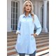 thumbnail image 4 of Vestido Camisero Informal para Mujer, Cuello en V, Botones, Larga, Holgado, Minivestido Azul S, 4 of 8