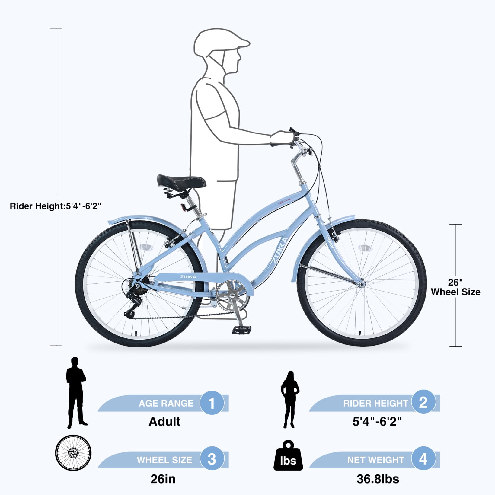 Cruiser bike size chart by height sale