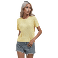 thumbnail image 2 of Round Neck Solid Color Sweater Light Yellow L, 2 of 5