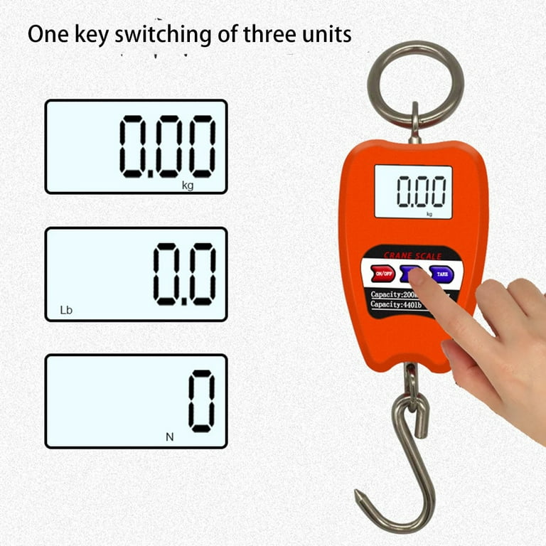 200 kg 441 Digital Hanging Scale Handheld Mini Crane Scale with Hooks for  Farm Hunting Fishing Outdoor kg/Lb/n