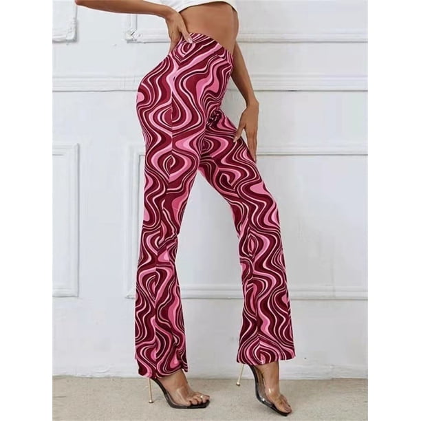 Pantalones acampanados casuales de yoga con ondas de agua para mujer nuevos de primavera y verano
