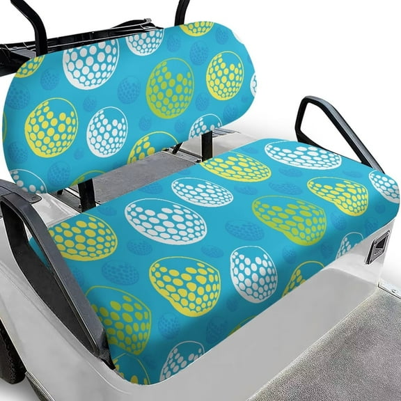 Psesaysky White Yellow Golf Cart Seat Covers Universal Fit for Club Car Precedent Golf Cart Seats, Washable Front and Back Seat Cushion Cover, No Stapler Required