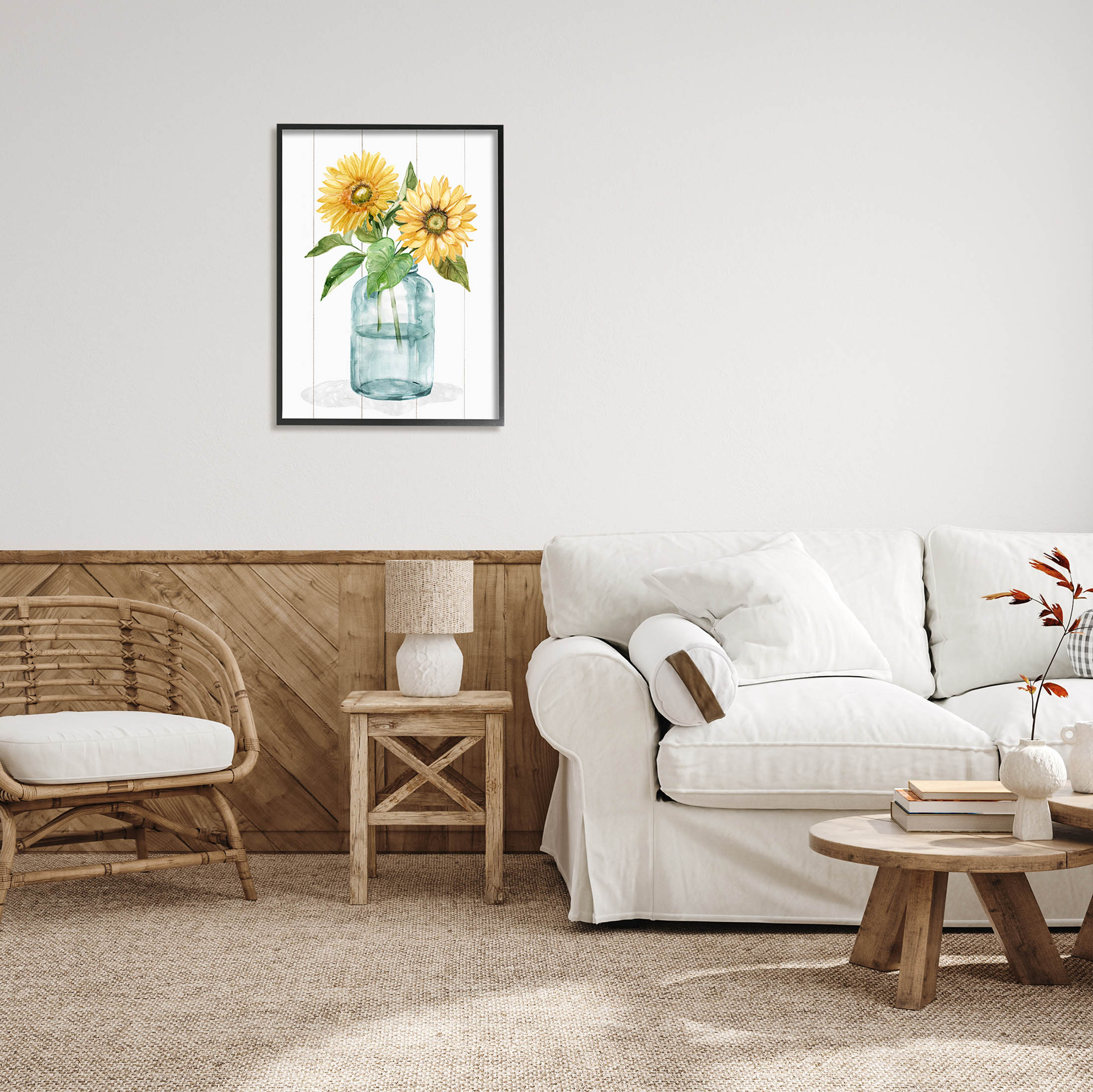 Stupell Industries Cottage Sunflower Blossom Vase Graphic Art Black Framed Art Print Wall Art, Design by Livi Finn