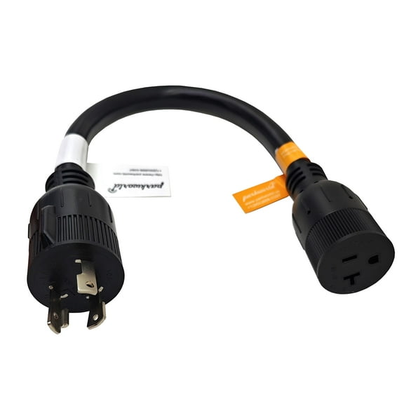 Parkworld 79544 EV Adapter Cord NEMA L6-30P to 5-20R (T-Blade 5-15R) Output 20A 250V for EV Charger 1.5FT