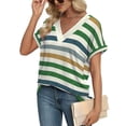 thumbnail image 4 of Blusa WIHOLL para mujer, talla grande, manga corta, cuello en V, verde, 3XL, 4 of 5