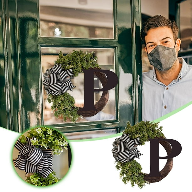 Xihbxyly Corona de Letras de Primavera, Base Natural Hecha a Mano, Hermoso Marco de Ratán, Diseño Único de Guirnalda de Hojas, Uso Interior y Exterior, Perfecta para San Valentín, Pascua, Día de La M