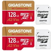 Gigastone 128GB Micro SD Card, 4K Video Recording, 4K Camera Pro, compatible with Nintendo Switch, Dash Cam, GoPro Cameras, R/W up to 100/50 MB/s, Micro SDXC UHS-I A1 V30 Class 10, 2 Pack (2x128GB)