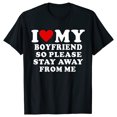 thumbnail image 4 of Camiseta de manga corta con estampado de cuello redondo para mujer, camiseta divertida con mensaje "I Love My Girlfriend So Please Stay Away From Me", novedad de verano, 4 of 4
