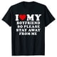 thumbnail image 5 of Camiseta de manga corta con estampado de cuello redondo para mujer, camiseta divertida con mensaje "I Love My Girlfriend So Please Stay Away From Me", novedad de verano, 5 of 5