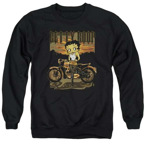 Betty Boop Rebel Rider Adult Crewneck Sweatshirt Black