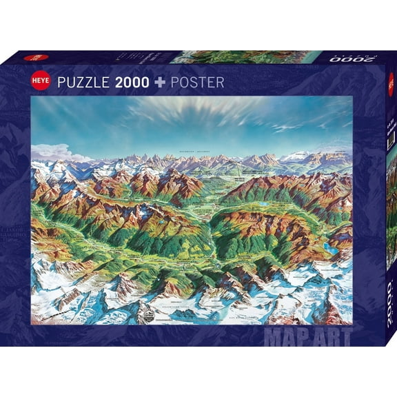 Heye Map Art: Alpine Mountain World 2000 Piece Jigsaw Puzzle