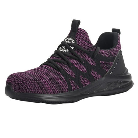 

ZMHEGW Couple Fahion Fly Woven Safety Shoes Anti-Smashing Anti-Piercing Work Shoes