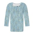 thumbnail image 4 of Blusas para las Mujeres Casual, 3/4 Manga Floral Estampado Camiseta de Moda Top Hecho de Poliéster Transpirable Suave para el Uso Diario de Primavera Otoño, Tops de Blusa para las Mujeres, 4 of 8