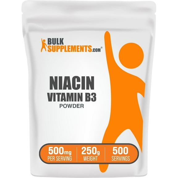 BulkSupplements Niacin Powder - B Vitamin Supplement, Niacin with Flush, 500mg per Serving, 250g (8.8 oz)