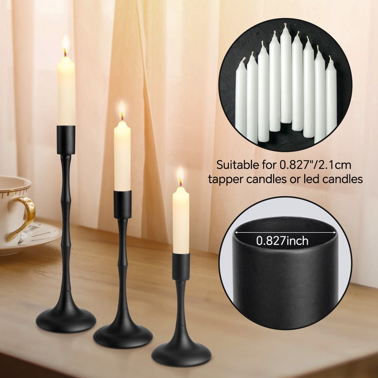 Towond Black Metal Taper Candlestick Holders, Set of 3 photo 2