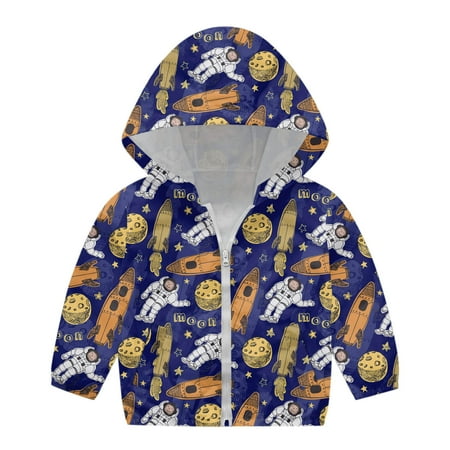 

Toddler Kids Baby Girls Boys Autumn Printed Jacket Zipper Hooded Windproof Coat