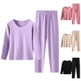 thumbnail image 3 of Ahdbta Underwear Outfits for Women Crewneck Long Sleeve Base T-Shirts and Elastic Waist Pants 2 Pieces Fall Winter Thermal Sets, 3 of 3