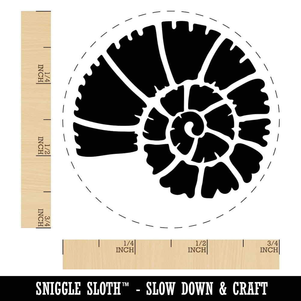 Spiral Ammonite Fossil Marine Mollusk Self-Inking Rubber Stamp Ink Stamper - Fuchsia Ink - Small 3/4 Inch