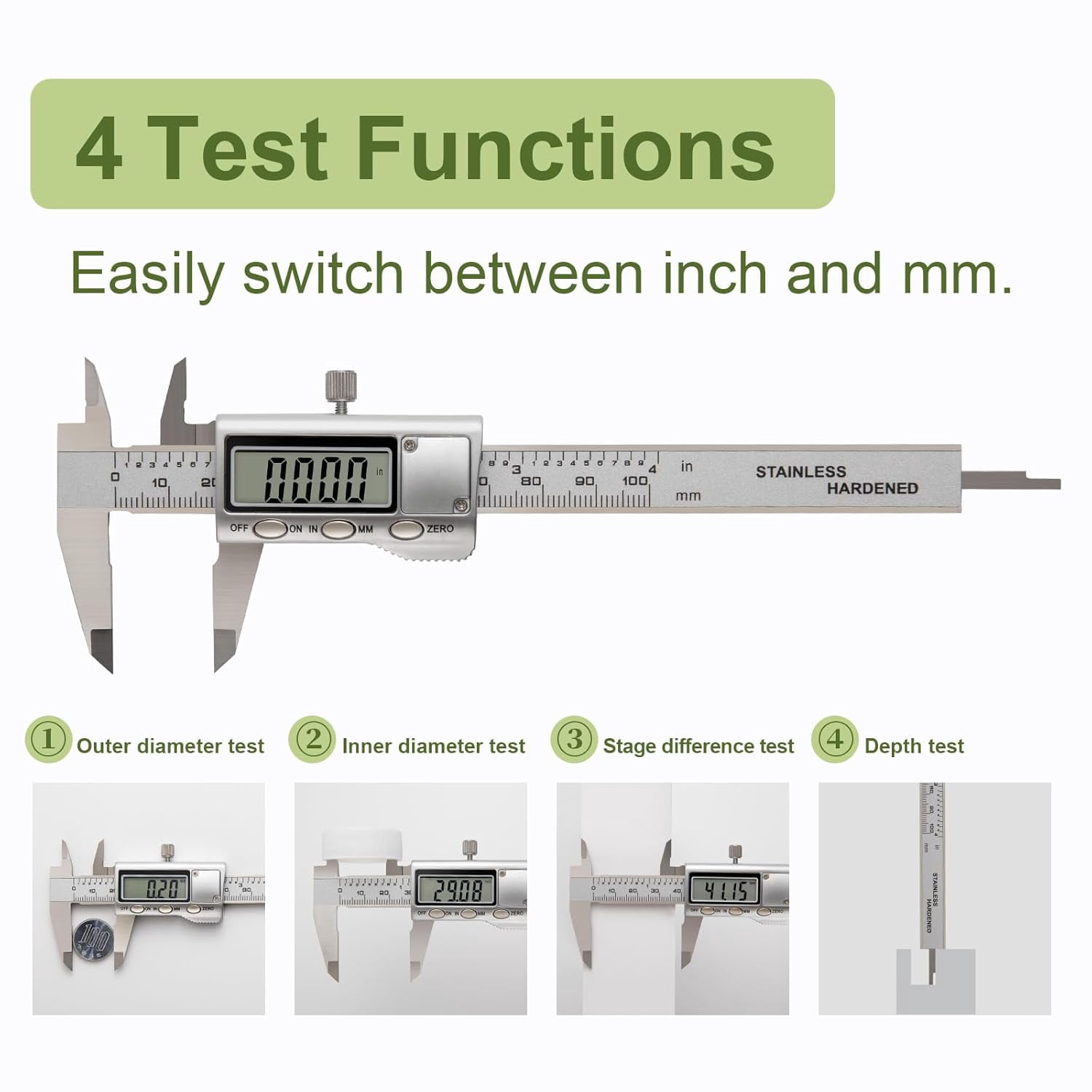 All-Metal Small Digital Caliper 0-4" Mini Measuring Tool, Micrometer Caliper with Auto-Off Feature, Interchangeable Between inches and millimeters for DIY/Household and 3D Printing