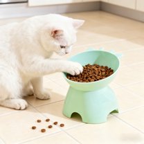 Multi-colored Plastic Tall Cats Bowls Large-diameter Pet Dog Food Bowls Tip-over Counteractive Easy to Clean Neck-protecting Puppy Food Bowls Pet Supplies