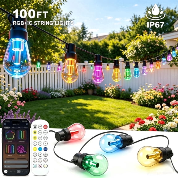 Outdoor 100ft Waterproof Colorful Globe LED String Lights,Light Spheres  Patio Lights for Garden, Yard, Roof, Party Holiday Christmas Halloween Nativity Scenes Decorations