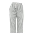 thumbnail image 5 of UKHCCC Women's Plus Women's Loose Fit Waffle Knit Capri Pants with Pockets Elastic Waist Drawstring Casual Summer Lounge Joggers Soft Cotton S-2XL, 5 of 9