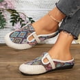 thumbnail image 4 of Rokment Women's Bohemian Ethnic Mules Dress Slides Sandals Beach Summer Vintage Casual Closed Toe Wedge Low Heels Comfortable Walking Half Slippers Clogs for Wide Width Red Size 9.5, 4 of 7