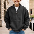 thumbnail image 2 of Xyant Boys Quarter Zip Waffle Sweatshirts Kids Fashion Long Sleeve Pullover Clothes (Black,3-4 Years), 2 of 4
