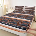 thumbnail image 3 of jejeloiu Vintage Boho Aztec Twin Sheet Sets,Geometric Rhombus Triangle Twin Fitted Sheet,Orange Black Flat Sheet For Teens,Ultra Soft Home Decor,3 Pieces, 3 of 7