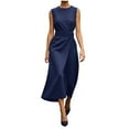 thumbnail image 2 of Chiccall Womens Crew Neck Sleeveless Midi Dresses Cocktail Formal Wedding Guest Party Dress Dark Blue M, 2 of 6