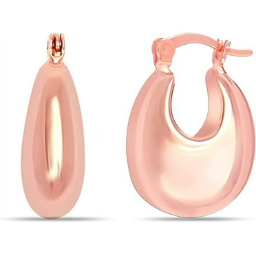 LeCalla 925 Sterling Silver Light-Weight Rose Gold Plated Bowl Hoop Earrings for Women and Teen 19MM