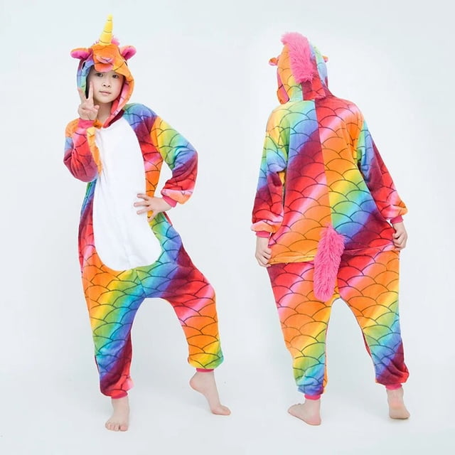 Pijamas de franela para niños, ropa de dormir de invierno, conjuntos de pijamas de unicornio, punto de Panda, Animal, pijama infantil xuanjing unisex