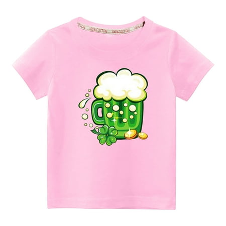 

Virmaxy Toddler Baby Boys Girls Fashion St Patrick s Day T-shirt Little Kids Shamrock Hats Money Pots Graphic Tee Unisex Kids Spring Summer Short Sleeve Cotton Casual Baggy Tees Pink-B 5T