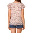 thumbnail image 3 of MODA NOVA Juniors Square Neck Ruffled Short Sleeve Floral Chiffon Blouse, 3 of 6