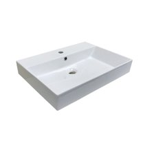 Energy 60.01 Wall Mount/Vessel Bathroom Sink in Ceramic White with One Faucet Hole