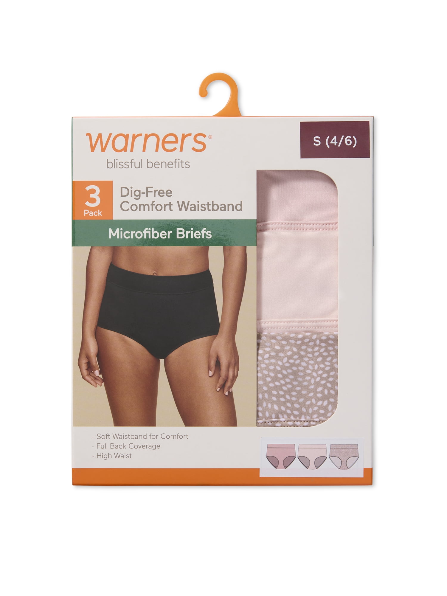 Warners® Blissful Benefits Women's Dig-Free Comfort High Waist Microfiber 3-Pack Brief S-3XL
