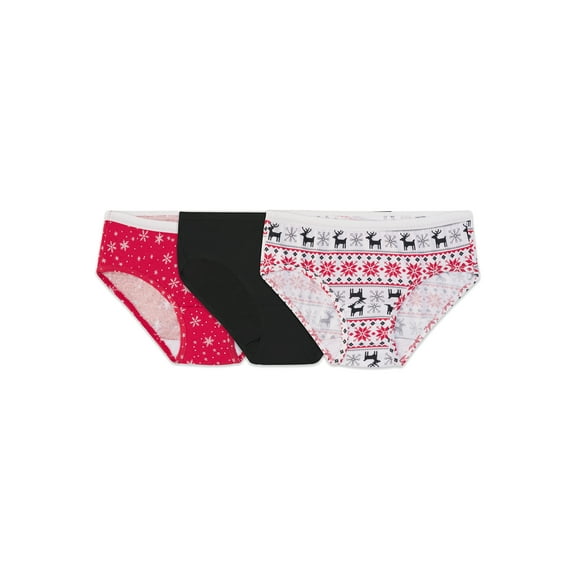Fruit of the Loom Girls' Holiday Hipster Underwear, 3 Pack