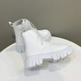 thumbnail image 5 of White Women'S Round Toe Boots With Lace-Up Design Thick Sole British Style For Autumn Winter Wear, 5 of 9