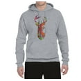 thumbnail image 2 of Trippy Colorful Buck Head Rainbow Hunting Deer Mosaic | Mens Animal Lover Hooded Sweatshirt Graphic Hoodie, Heather Grey, 2XL, 2 of 4