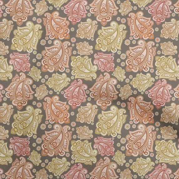 oneOone Polyester Spandex Dark Rose Brown Fabric Asian Paisley Sewing Fabric By The Yard Printed Diy Clothing Sewing Supplies 56 Inch Wide