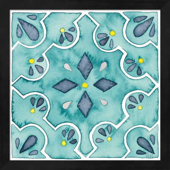 Great Art Now Garden Getaway Tile II Teal by Laura Marshall Framed Wall Art 13"W x 13"H