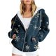 thumbnail image 1 of Puntoco Chaqueta Con Capucha Y Manga Larga Con Cremallera Y Estampado Navideño Informal Para Mujer, 1 of 6