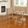 thumbnail image 2 of Riverbay Furniture 5-Piece Transitional Wood Tray Table Set in Gray, 2 of 15