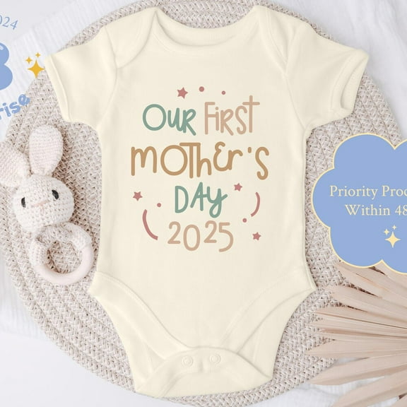 Our First Mother'S Day 2025 Baby Onesie Boho Bodysuit New Mom Gift Cute Baby Onesie, BABY BODYSUIT LAT 4424