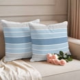thumbnail image 2 of Blue Striped Outdoor Waterproof Pillow Covers, Modern Minimalist Gradient Lines Aesthetic Decorative Square Throw Pillowcase Sofa Cushion Sham for Patio/Couch/Chair, 26"x26" 2 Pack, 2 of 8