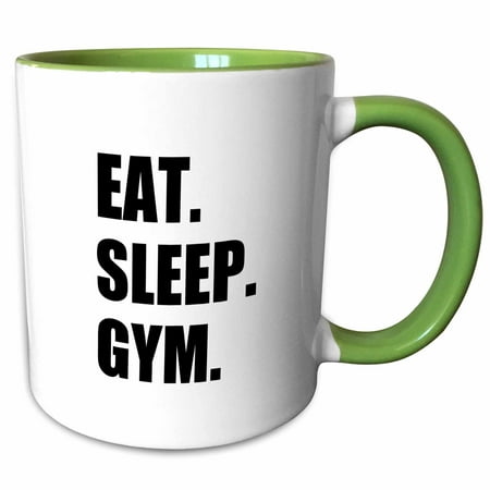 3dRose Eat Sleep Gym - text gift for exercise and keep fit fitness enthusiast - Two Tone Green Mug,