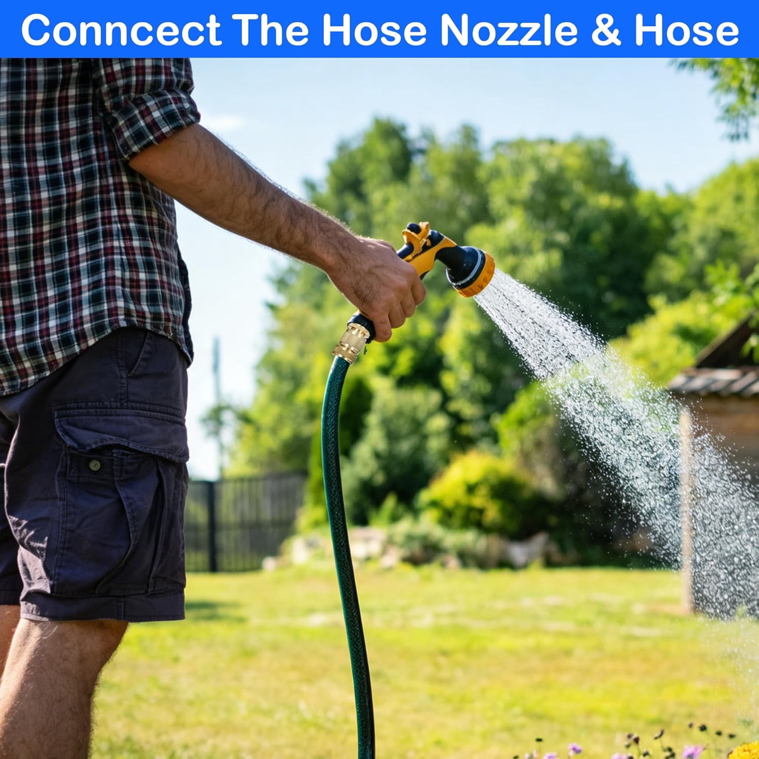 Garden Hose Quick Connect, 4 Set Solid Brass 3/4 Inch GHT Thread Garden Hose Quick Connect Fittings, No-Leak Male and Female Water Hose Quick Release Connectors