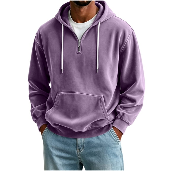 Luvrsol Men's Quarter Zip Pullover Hoodie Casual Long Sleeve Half Zip Hooded Sweatshirt for Daily Wear S-3XL